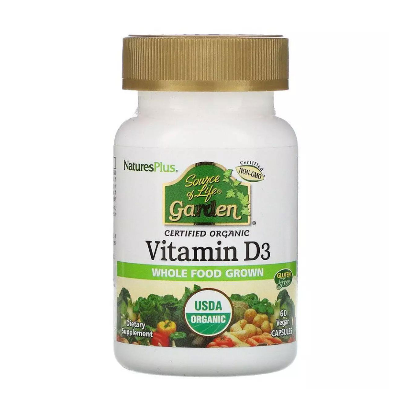 Вітамін Д3 NaturesPlus Source Of Life Garden Vitamin D3 5000 МО, 60 капсул